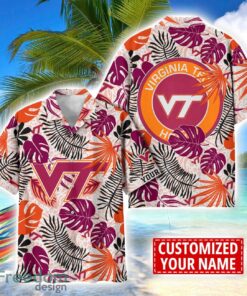 Virginia Tech Hokies Aloha Hawaiian Shirt Custom Name Summer Gift Holiday Team Shirt