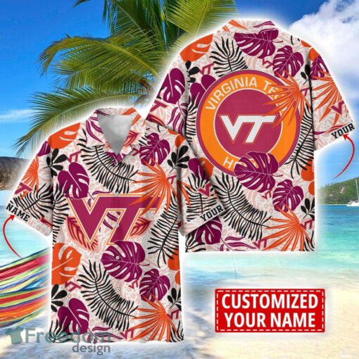 Virginia Tech Hokies Aloha Hawaiian Shirt Custom Name Summer Gift Holiday Team Shirt Product Photo 1