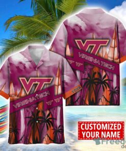 Virginia Tech Hokies Hawaii Shirt Custom Name Sports Team Beach Shirt