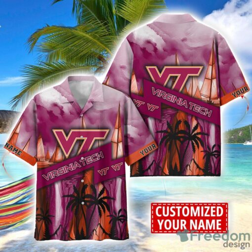 Virginia Tech Hokies Hawaii Shirt Custom Name Sports Team Beach Shirt Product Photo 1