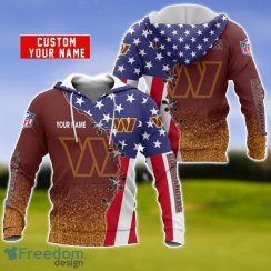 Washington Football Team US Flag 3D Hoodie For Sport Fans Custom Name