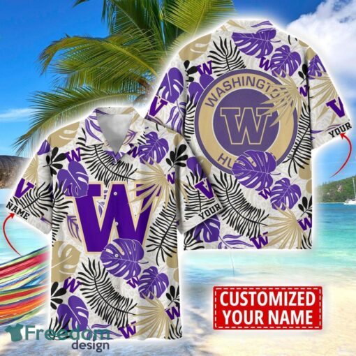 Washington Huskies Aloha Hawaiian Shirt Custom Name Summer Gift Holiday Team Shirt Product Photo 1