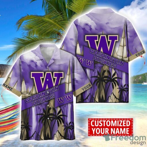 Washington Huskies Hawaii Shirt Custom Name Sports Team Beach Shirt Product Photo 1