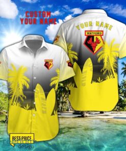 Watford Combo Hawaiian Shirt And Shorts Surfboards Coconut Custom Name For Fans