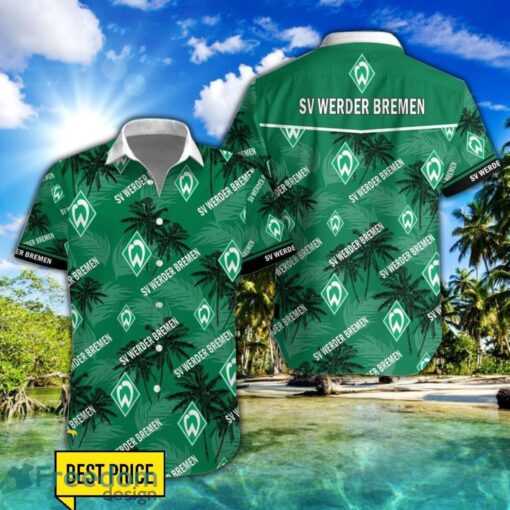 Werder Bremen 3D Hawaiian Shirt and Shorts Vinatge Tree Pattern Beach Shirt For Fans Product Photo 1