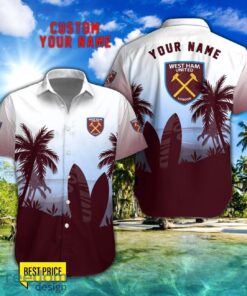 West Ham United F.C Combo Hawaiian Shirt And Shorts Surfboards Coconut Custom Name For Fans Product Photo 1