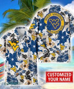 West Virginia Mountaineers Aloha 3D Hawaiian Shirt Flower Sport Team Beach Shirt Custom Name