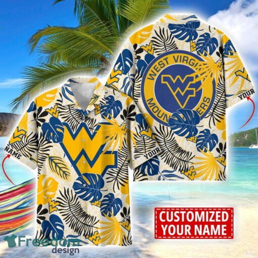 West Virginia Mountaineers Aloha Hawaiian Shirt Custom Name Summer Gift Holiday Team Shirt Product Photo 1