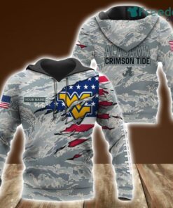 West Virginia Mountaineers Custom Name Camo Grey U.S. Air Force ABU Hoodie 3D All Over Print Perfect Gift