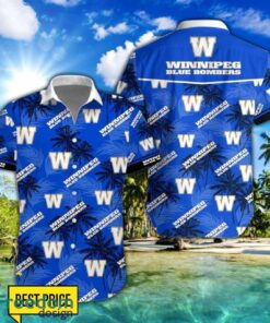 Winnipeg Blue Bombers 3D Hawaiian Shirt and Shorts Vinatge Tree Pattern Beach Shirt For Fans Product Photo 1