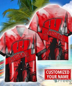 Wisconsin Badgers Hawaii Shirt Custom Name Sports Team Beach Shirt