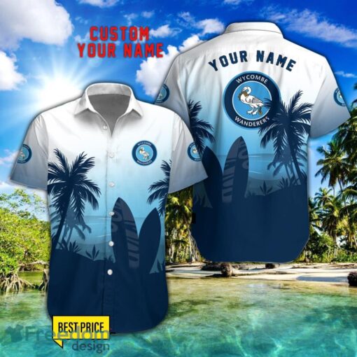 Wycombe Wanderers F.C Combo Hawaiian Shirt And Shorts Surfboards Coconut Custom Name For Fans Product Photo 1