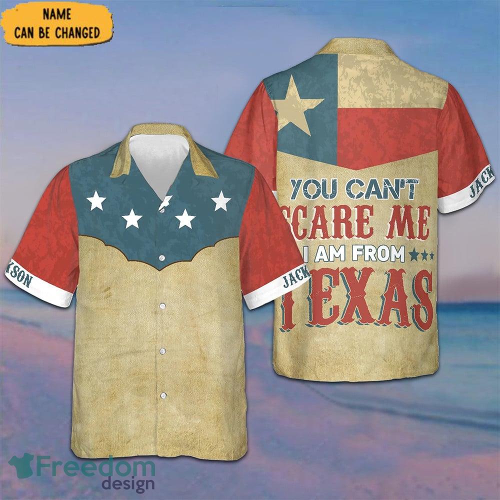 You Can't Scare Me I Am From Texas Hawaiian Shirt Retro Button Up Shirt For Texas Lovers Custom Name image You Can't Scare Me I Am From Texas Hawaiian Shirt Retro Button Up Shirt For Texas Lovers Custom Name
