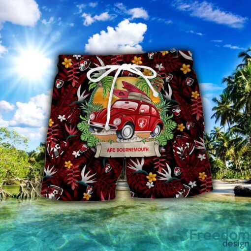 A.F.C. Bournemouth Car Beach Pattern Hawaiian Shirt And Shorts Product Photo 2