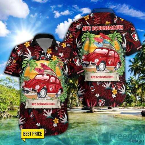 A.F.C. Bournemouth Car Beach Pattern Hawaiian Shirt And Shorts Product Photo 1