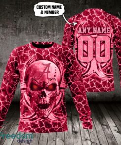 Alabama Crimson Tide 3D Skull Design 3D T-Shirt Sweatshirt Hoodie Custom Name And Number Product Photo 2