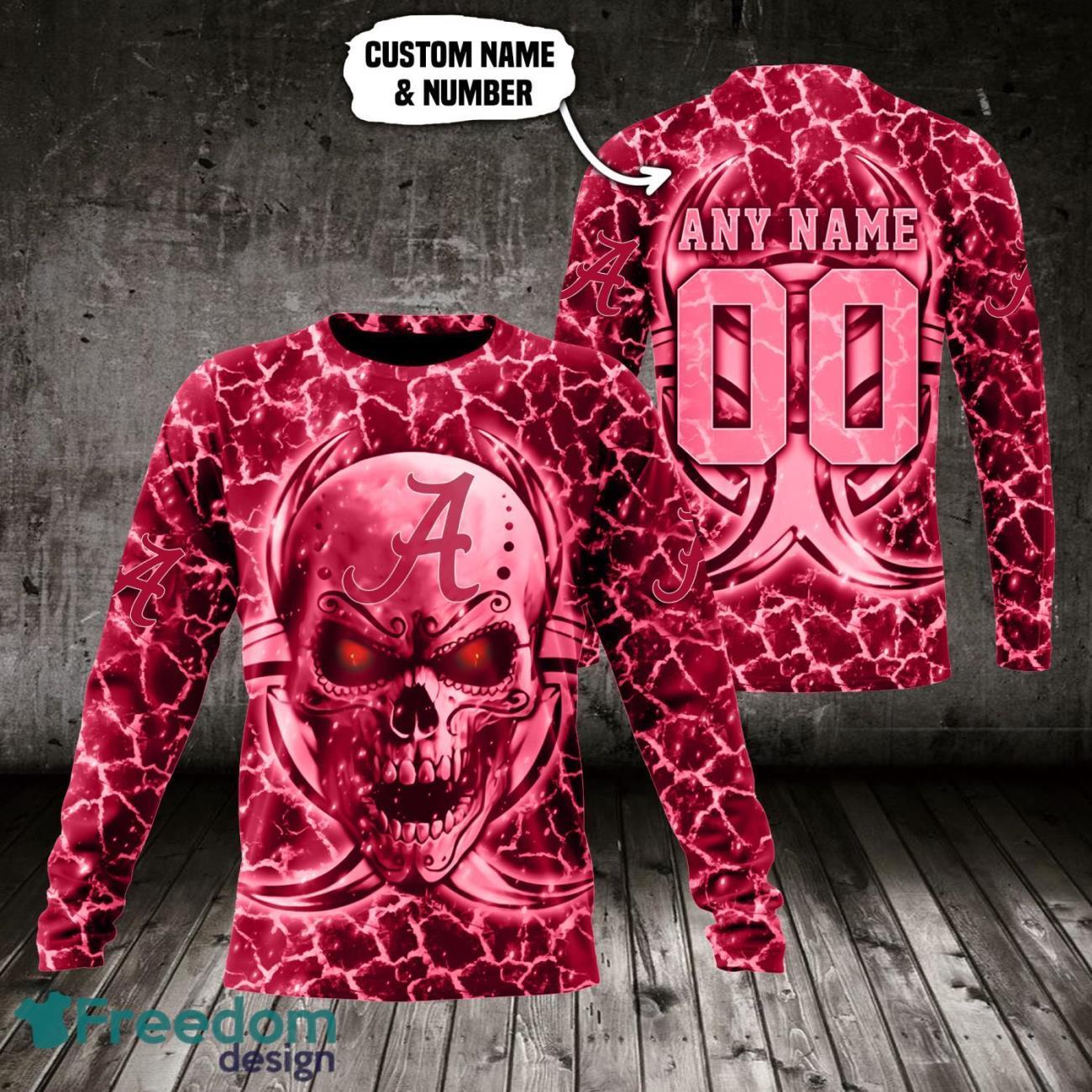 Alabama Crimson Tide 3D Skull Design 3D T Shirt Sweatshirt Hoodie Custom Name And Number image Alabama Crimson Tide 3D Skull Design 3D T-Shirt Sweatshirt Hoodie Custom Name And Number Product Photo 2