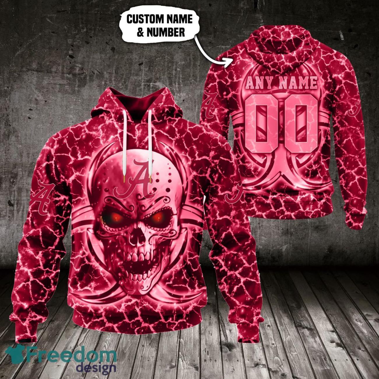 Alabama Crimson Tide 3D Skull Design 3D T Shirt Sweatshirt Hoodie Custom Name And Number image Alabama Crimson Tide 3D Skull Design 3D T-Shirt Sweatshirt Hoodie Custom Name And Number Product Photo 1