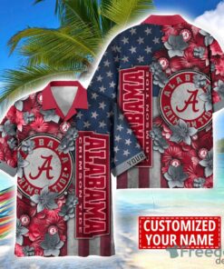 Alabama Crimson Tide Custom name USA Flag 4th July Independence Day Hawaiian Shirt