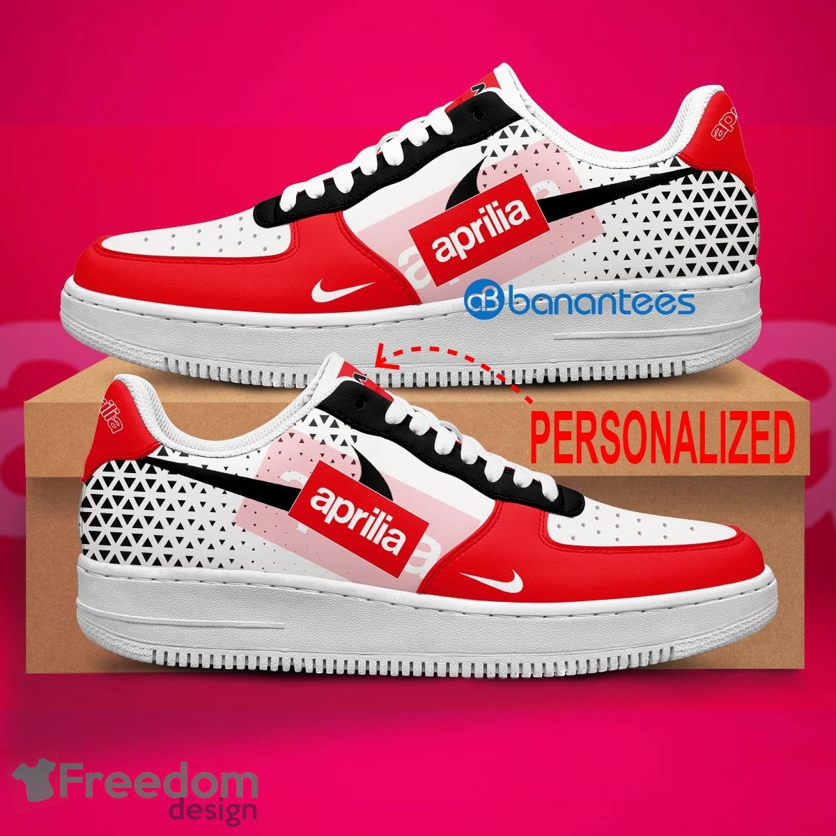 Aprilia Motorcycle Air Force 1 Shoes Brand Gift Sneakers Fans AF1 Sneaker Custom Name image Aprilia Motorcycle Air Force 1 Shoes Brand Gift Sneakers Fans AF1 Sneaker Custom Name - Aprilia Motorcycle Air Force 1 Shoes Style 1