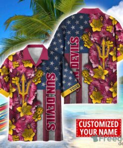 Arizona State Sun Devils Custom name USA Flag 4th July Independence Day Hawaiian Shirt