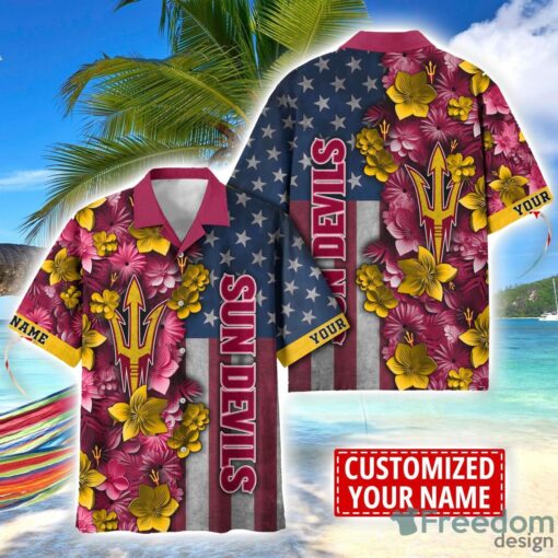 Arizona State Sun Devils Custom name USA Flag 4th July Independence Day Hawaiian Shirt Product Photo 1