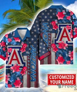 Arizona Wildcats Custom name USA Flag 4th July Independence Day Hawaiian Shirt