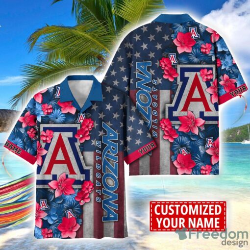 Arizona Wildcats Custom name USA Flag 4th July Independence Day Hawaiian Shirt Product Photo 1