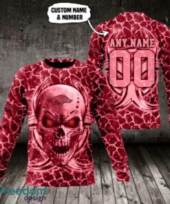 Arkansas Razorbacks 3D Skull Design 3D T-Shirt Sweatshirt Hoodie Custom Name And Number Product Photo 2