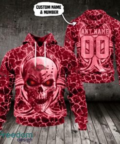 Arkansas Razorbacks 3D Skull Design 3D T-Shirt Sweatshirt Hoodie Custom Name And Number