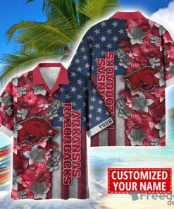 Arkansas Razorbacks Custom name USA Flag 4th July Independence Day Hawaiian Shirt