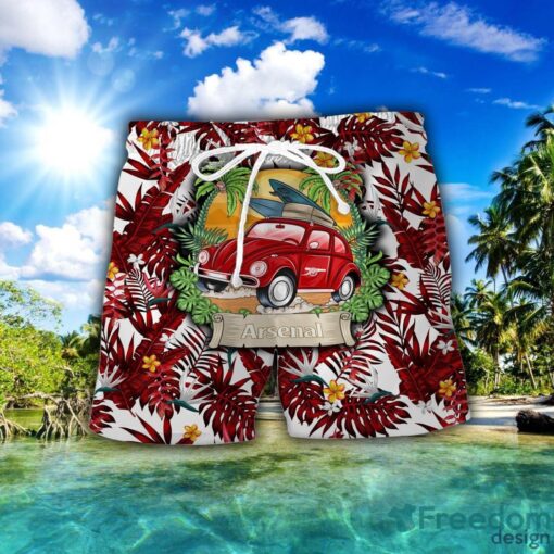 Arsenal F.C. Car Beach Pattern Hawaiian Shirt And Shorts Product Photo 2