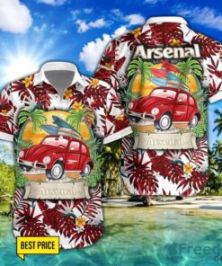 Arsenal F.C. Car Beach Pattern Hawaiian Shirt And Shorts