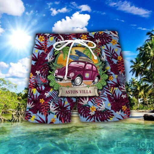 Aston Villa F.C Car Beach Pattern Hawaiian Shirt And Shorts Product Photo 2