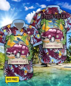 Aston Villa F.C Car Beach Pattern Hawaiian Shirt And Shorts