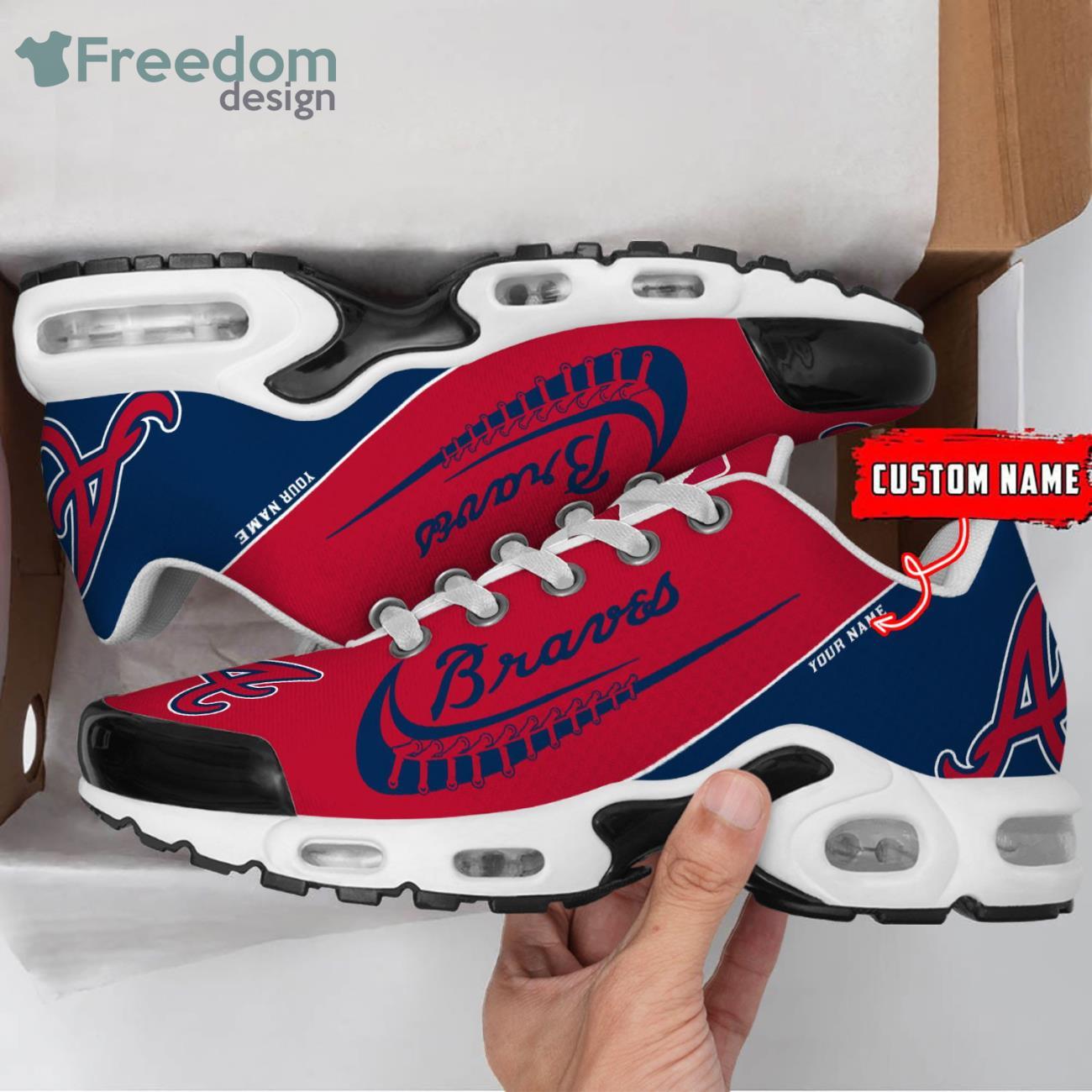 Atlanta Braves MLB Custom Name Air Cushion Sports Shoes Men Women Sneakers image Atlanta Braves MLB Custom Name Air Cushion Sports Shoes Men Women Sneakers Product Photo 2