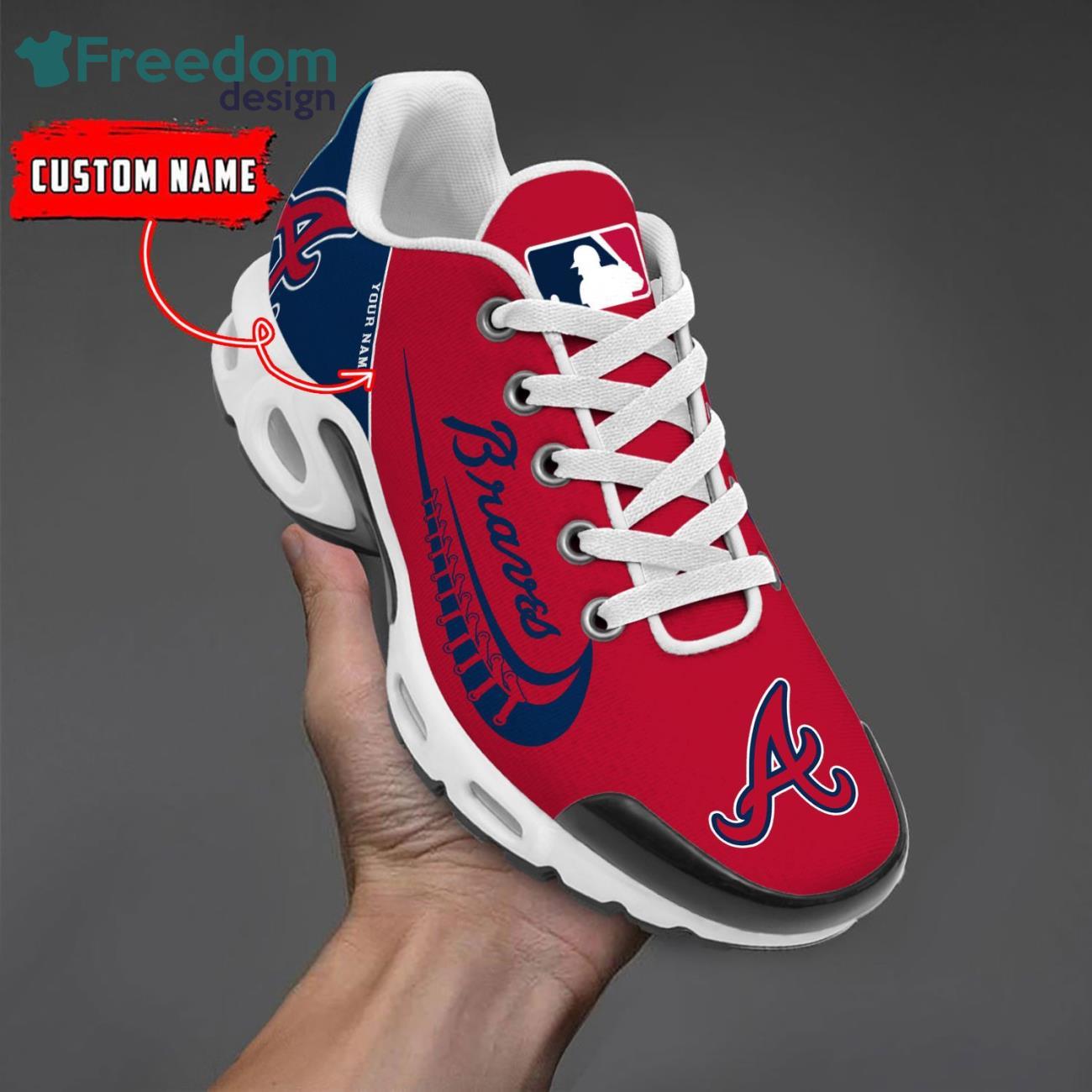 Atlanta Braves MLB Custom Name Air Cushion Sports Shoes Men Women Sneakers image Atlanta Braves MLB Custom Name Air Cushion Sports Shoes Men Women Sneakers Product Photo 1