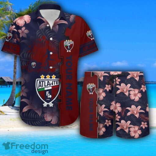 Atlante FC Hawaiian Shirt And Beach Shorts Flower Pattern Custom Name For Fans Product Photo 1