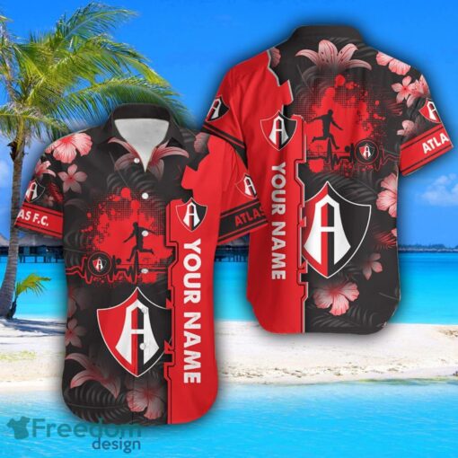 Atlas FC Hawaiian Shirt And Beach Shorts Flower Pattern Custom Name For Fans Product Photo 2