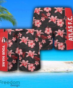 Atlas FC Hawaiian Shirt And Beach Shorts Flower Pattern Custom Name For Fans Product Photo 3