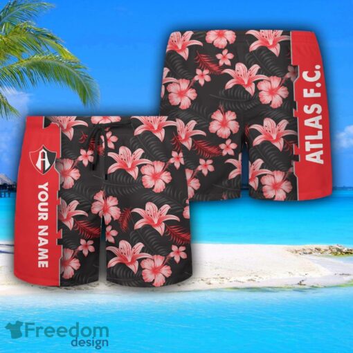 Atlas FC Hawaiian Shirt And Beach Shorts Flower Pattern Custom Name For Fans Product Photo 3