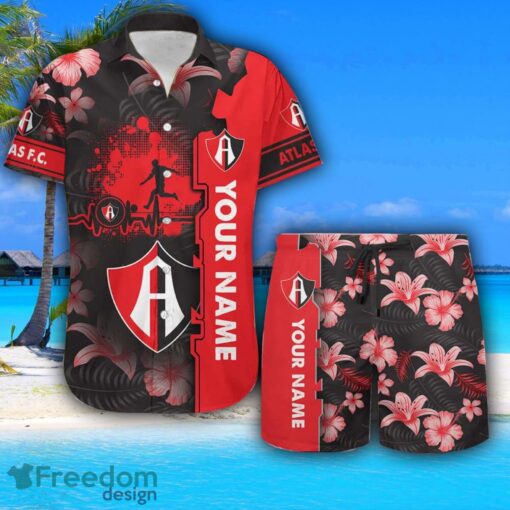 Atlas FC Hawaiian Shirt And Beach Shorts Flower Pattern Custom Name For Fans Product Photo 1