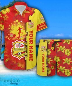 Atlético Morelia Hawaiian Shirt And Beach Shorts Flower Pattern Custom Name For Fans