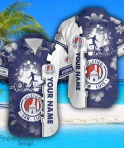 Atlético San Luis Hawaiian Shirt And Beach Shorts Flower Pattern Custom Name For Fans Product Photo 2