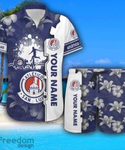 Atlético San Luis Hawaiian Shirt And Beach Shorts Flower Pattern Custom Name For Fans