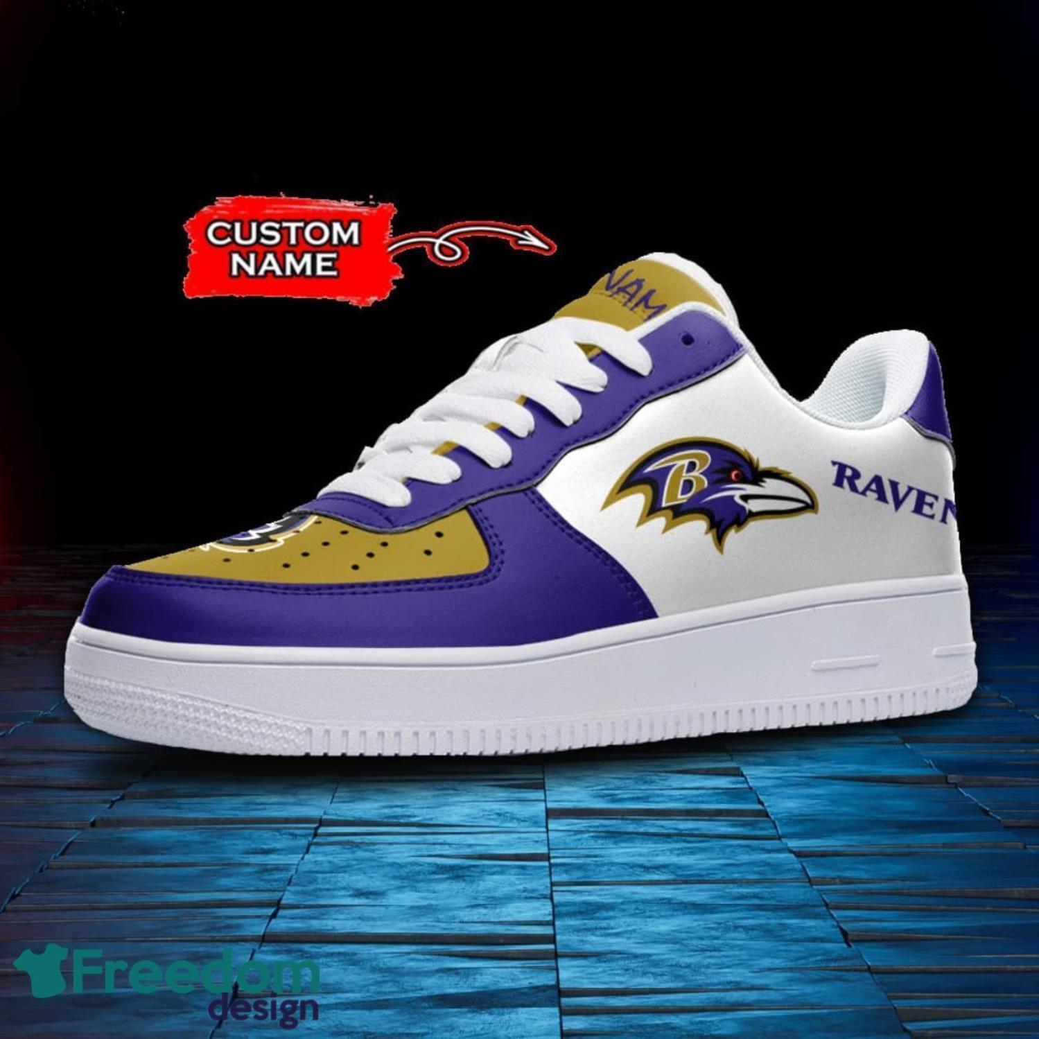Baltimore Ravens NFL AF1 Personalized Name Sneakers Air Force Shoes For Fans image Baltimore Ravens NFL AF1 Personalized Name Sneakers Air Force Shoes For Fans Product Photo 2
