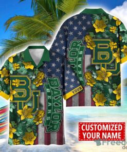 Baylor Bears Custom name USA Flag 4th July Independence Day Hawaiian Shirt