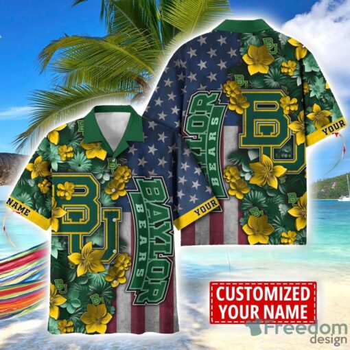 Baylor Bears Custom name USA Flag 4th July Independence Day Hawaiian Shirt Product Photo 1