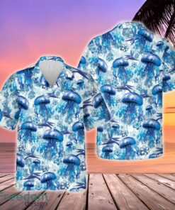 Blue Jellyfish Hawaiian Shirt, Aloha Summer Button Down Shirt