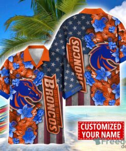 Boise State Broncos Custom name USA Flag 4th July Independence Day Hawaiian Shirt